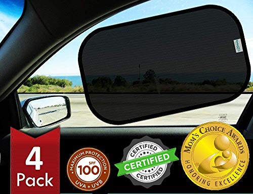 kinder Fluff Car Window Shade 4Pack The Only Certified Car Window Sun Shade for Baby Proven to Block 9995 UVR Moms Choice Gold Award Winning Car Window Shade for Baby Car Seat Sun Protection 0 belly baby and beyond