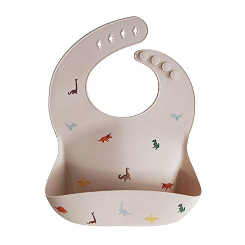 mushie Silicone Baby Bib Adjustable Fit Waterproof Bibs Dinosaurs 0 belly baby and beyond