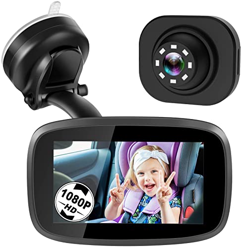 1080P Baby Car Mirror Shybaby 43 Baby Car Camera Monitor 170 Wide View HD Night Vision Function and Reusable Sucker Bracket Safety Rear Facing Car Set Camera Infants Kids Toddlers Black 0 belly baby and beyond