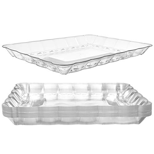 12 Plastic Serving Trays 9x13 Inches Rectangular Disposable Serving Trays and Platters for Parties Clear Plastic Tray for Food Trays for Serving Food Party Platters and Trays 12 Pack 0 belly baby and beyond