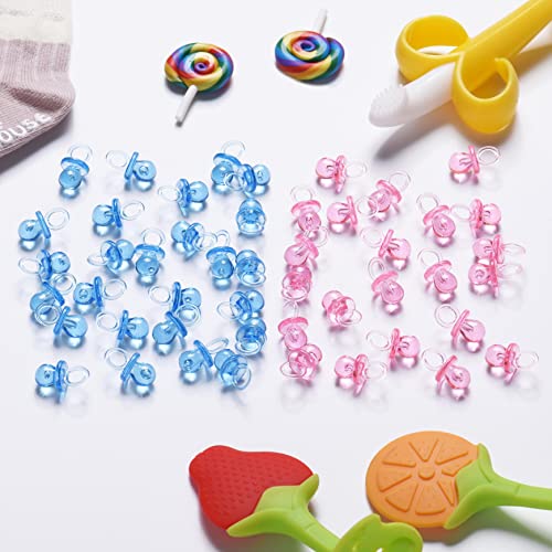 150 Mini Acrylic Pacifiers for Baby Shower Game 086 Inch Bulk Chupones para Gender Reveal Party Favors Table Decoration Pink 0 3 belly baby and beyond