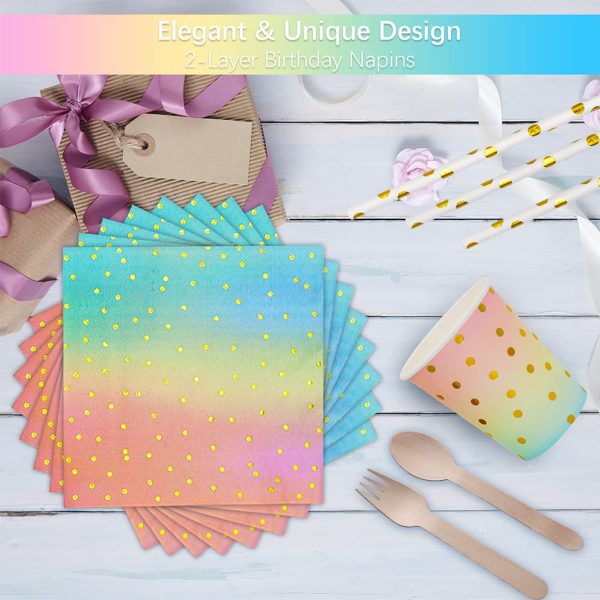 168PCS Pink and Gold Pastel Party Supplies Severs 24 Disposable Party Dinnerware Include Paper Party Plates Cups Napkins Straw Wooden Fork Spoon for Wedding Rainbow Party Birthday Baby Shower 0 3 belly baby and beyond