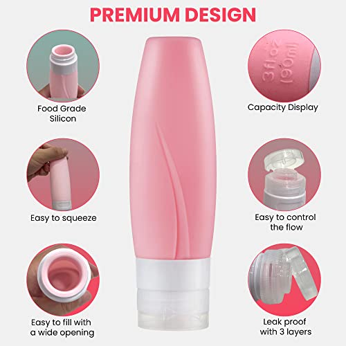 19 Pack Travel Size Bottles For Toiletries 3 oz Tsa Approved Shampoo and Conditioner Containers with Tags Squeezable Silicone Lotion Tubes Spray Bottles Travel Essentials 0 2 belly baby and beyond