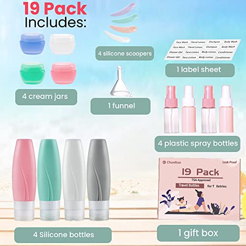 19 Pack Travel Size Bottles For Toiletries 3 oz Tsa Approved Shampoo and Conditioner Containers with Tags Squeezable Silicone Lotion Tubes Spray Bottles Travel Essentials 0 3 belly baby and beyond