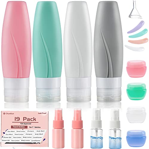 19 Pack Travel Size Bottles For Toiletries 3 oz Tsa Approved Shampoo and Conditioner Containers with Tags Squeezable Silicone Lotion Tubes Spray Bottles Travel Essentials 0 belly baby and beyond