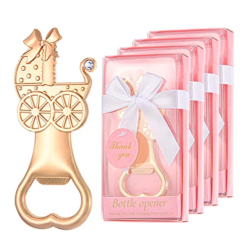 24Packs Carriage Shape Bottle Openers with Baby Boy or Girl Shower Return Gift Boxes for Party Favors Gifts or Decorations for Guests 0 belly baby and beyond