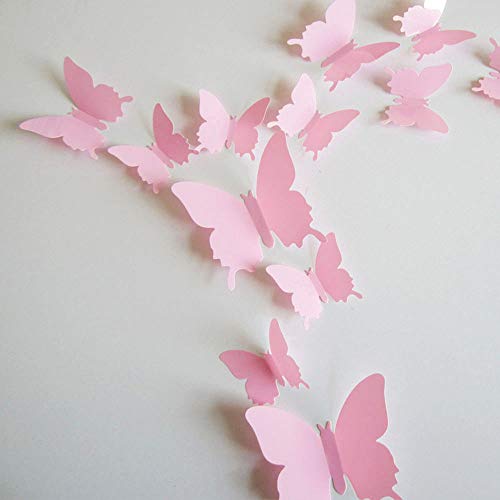 24pcs 3D Butterfly Removable Mural Stickers Wall Stickers Decal for Home and Room Decoration Pink 24pcs 0 belly baby and beyond