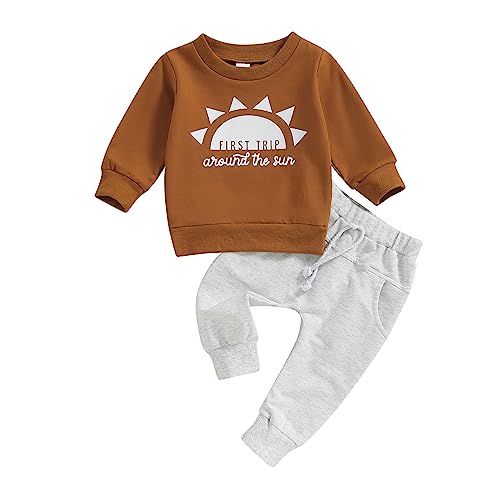 AEEMCEM Baby Boy First Birthday Outfit First Trip Around The Sun T ShirtSweatshirt Top ShortsPants Set Cake Smash Outfit 0 4 belly baby and beyond