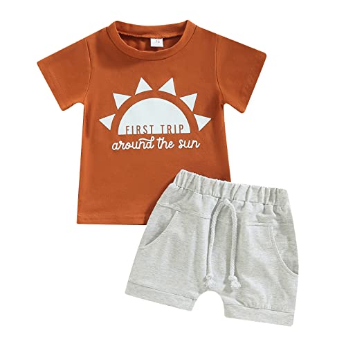 AEEMCEM Baby Boy First Birthday Outfit First Trip Around The Sun T ShirtSweatshirt Top ShortsPants Set Cake Smash Outfit 0 belly baby and beyond