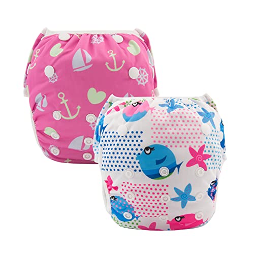 ALVABABY Swim Diapers 2pcs Baby Toddler Snap One Size Reusable Adjustable Baby Shower Gifts Baby Boy SW09 10 0 belly baby and beyond