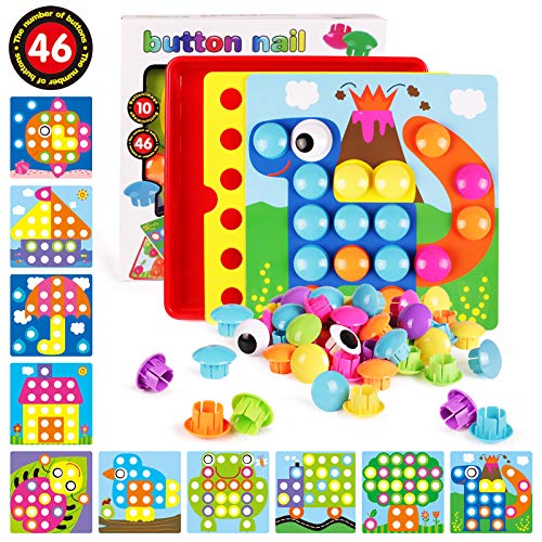AMOSTING Color Matching Mosaic Pegboard Early Learning Educational Toys for Boys and Girls 0 belly baby and beyond