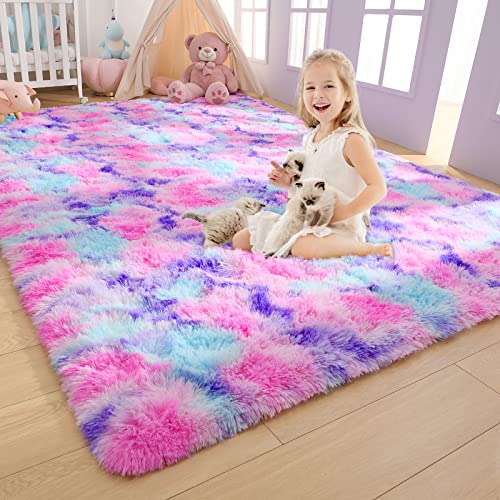 AROGAN Soft Rainbow Area Rugs for Girls Room 3x5 Feet Fluffy Cute Colorful Princess Carpet for Kids Teens Nursery ToddlerBedroom Hot Pink 0 belly baby and beyond