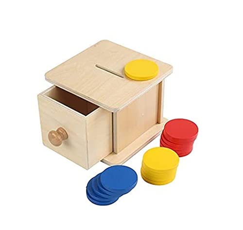 Adena Montessori Infant Toddlers Coin Box Montessori Toys for 6 12 Months Baby Typical Drawer Comes Out 0 belly baby and beyond