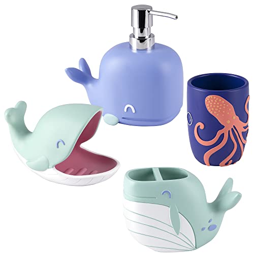 Allure Home Creation Whales 4 Piece Resin Bath Accessory Set 0 belly baby and beyond