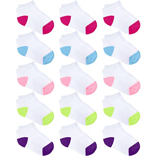 Auranso 15 Pairs Toddler Low Cut Half Cushion Socks Kids Boys Girls Athletic Ankle Socks 0 belly baby and beyond