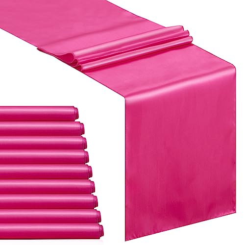 B COOL 10 Packs Barbie Party Table Runner Hot Pink Table Runners 12x108 inch Silk Wedding Table Runners Table Decor for Banquet Barbie Birthday Party Decoration 0 belly baby and beyond
