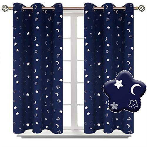 BGment Kids Blackout Curtains for Boys Bedroom Navy Blackout Curtains Grommet Thermal Insulated Room Darkening 2 Panels of 42 x 45 Inch 0 belly baby and beyond