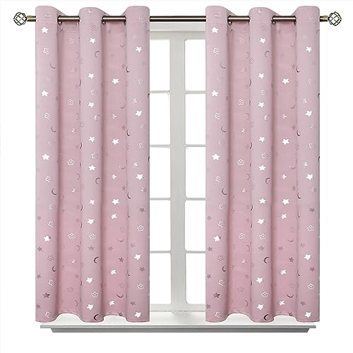 BGment Moon and Stars Blackout Curtains for Kids Bedroom Grommet Thermal Insulated Room Darkening Printed Nursery Curtains 2 Panels of 42 x 45 Inch Light Pink 0 belly baby and beyond