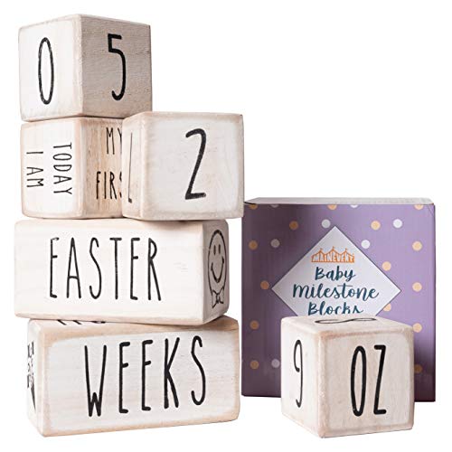 Baby Monthly Milestone Blocks Baby Girls Boy USA Certified Safe Month Baby Milestone Blocks Rae Dunn Inspired Age Baby Month Baby Props Best Baby Gifts Baby Shower Baby Photo Props Photoshoots 0 belly baby and beyond