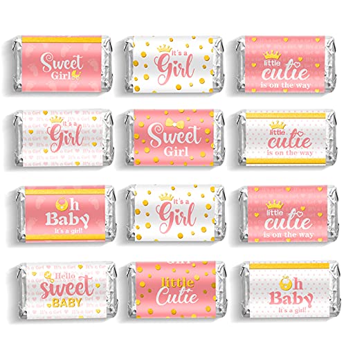 Baby Shower Candy Wrappers Shower Mini Candy Bar Miniatures Wrappers Chocolate Bar Label Stickers for Boys Girls Kids Baby Shower Decor No CandyPink Girl Style 90 Pieces 0 belly baby and beyond