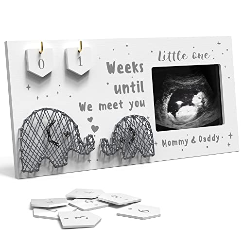 Baby Sonogram Picture Frame w Baby Countdown Weeks Standard 4x3 Ultrasound Photo Pregnancy Announcements Ideas Gender Reveal Baby Shower Gifts New Mom Expecting Parents to Be Keepsake Gift 0 belly baby and beyond