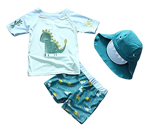 Baby Toddler Boys Two Pieces Swimsuit Set Swimwear Dinosaur Bathing Suit Rash Guards with Hat UPF 50 0 belly baby and beyond