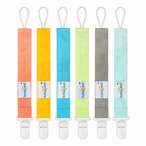 Babygoal Neutral Pacifier Clips 6 Pack Binky Paci Holder and Leash for Boys and Girls Fits for Most Pacifier Binkie Styles Baby Teethers Toys and Gift 6PS10 0 belly baby and beyond