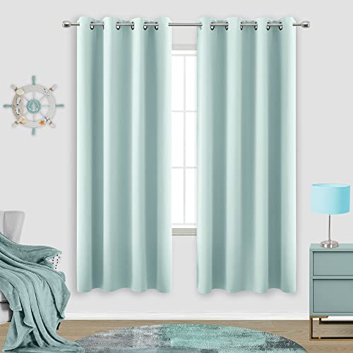 Blackout Kids Curtains 63 Inch Length for Nursery 2 Panels Set Window Drapes Grommet Light Blocking Darkening Thermal Privacy Baby Curtains for Bedroom Boys Girls Room Decor 63 Long Egg Blue Aqua Pool 0 belly baby and beyond
