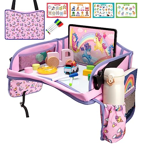 Blissful Diary Car Seat Tray for Kids Travel Kids Travel Tray for Toddler Car Seat 2 12 Ages Kids Road Trip Essentials with Drawing Kit Car Seat Organizer Travel Tray for Car Airplane Trip Pink 0 belly baby and beyond