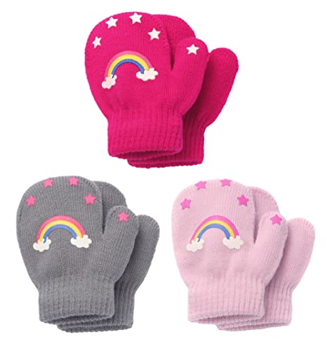 Brook Bay Toddler Mittens Pack 3 Pairs Kids Magic Mittens Childrens Mittens Kids Warm Mittens Gloves Knit Mittens 0 belly baby and beyond