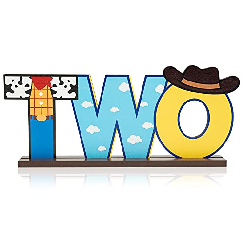 C1krint Toy Inspired Two Letter Sign Wooden Centerpiece Cowboy 2nd Birthday Party Decoration Table Ornament Photo Props for Two Year Old Baby Boys Cartoon Theme Second Birthday Party Decor Supplies 0 belly baby and beyond