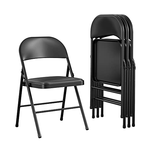COSCO Vinyl Folding Chair 4 Pack Black 0 belly baby and beyond