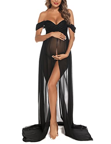 COSYOU Maternity Dress for Photography Baby Shower Long Gown Lingerie Floral Lace Nightgown Oversized Bikini Cover Up 0 9 belly baby and beyond