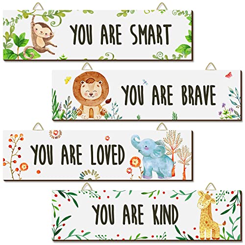 Chunful 4 Pieces Baby Nursery Decor Unframed Wall Art Bedroom Decor Motivational Inspirational Girls Room Decor Adorable Wall Decor with Inspirational Quotes for Boys Girls Woodland Animal 0 belly baby and beyond