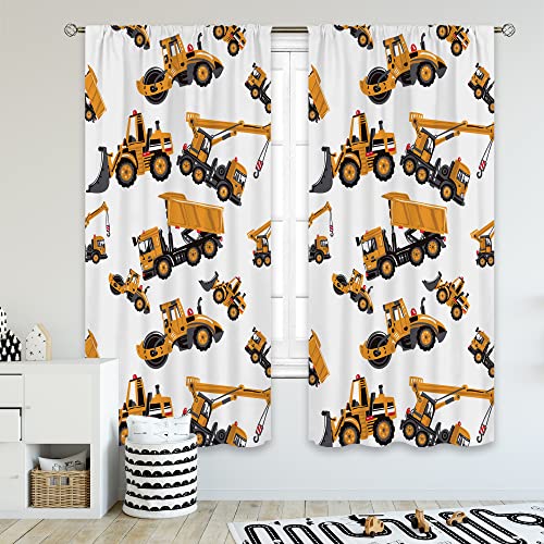 Cinbloo Boys Construction Curtains 42Wx63L Inch Rod Pocket Cartoon Tractor Truck for Kids Bedroom Decor Bulldozer Child Nursery Toddler Excavator Art Printed Playroom Living Room Window Drapes 2 Panel 0 belly baby and beyond