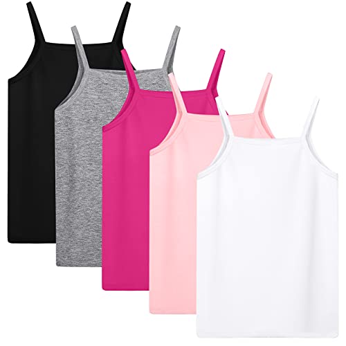 Cooraby 5 Pack Girls Tank Tops Soft Cami Scoop Neck Undershirts Solid Sleeveless Undershirts for Toddler Girls 0 belly baby and beyond