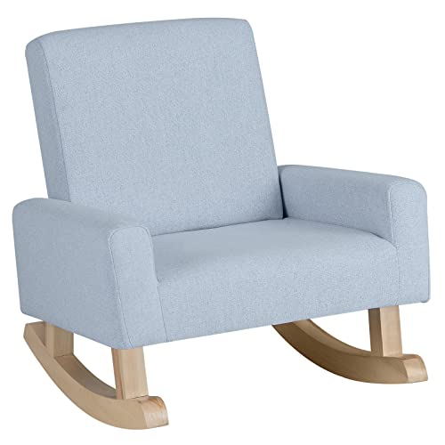 Costzon Kids Sofa Rocking Chair with Solid Wood Frame Linen Fabric Anti Tipping Design for Kids Room Nursery Playroom Preschool Birthday Gift for Boys Girls Toddler Furniture Armchair Blue 0 belly baby and beyond