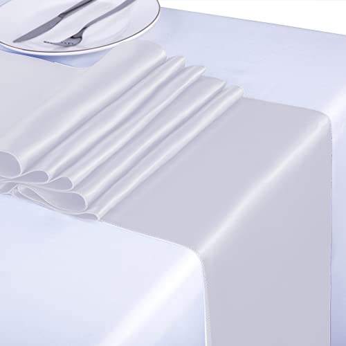 Cupuamon Satin Table Runners 1 Pack 12x108 for Parties Weddings Rectangle Round Tables Chair Sashes White 1PC 0 belly baby and beyond