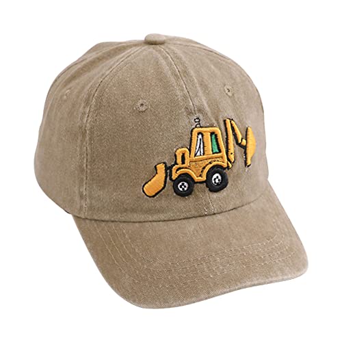 Cute Embroidery Excavator Kids Baseball Cap Adjustable Cotton Washed Vintage Cowboy Hat for Boys Girls Age 2 8 0 belly baby and beyond
