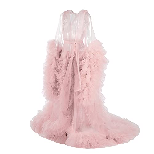 Daily Life Mall Tulle maternity robe for photoshoot Lingerie for Women Old Hollywood Robe Nightgown Tulle Bathrobe 0 belly baby and beyond