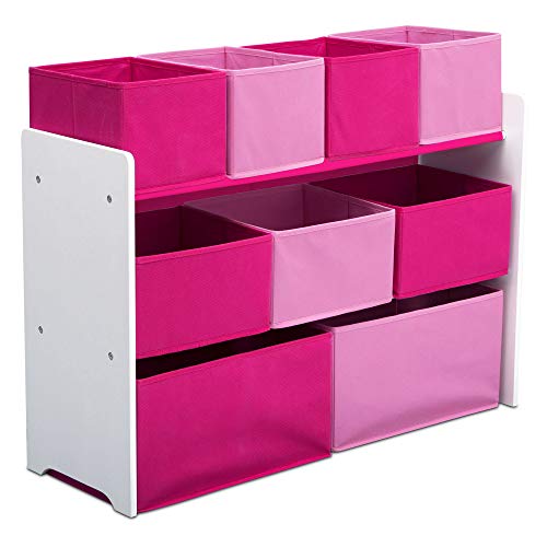 Delta Children Deluxe Multi Bin Toy Organizer with Storage Bins Greenguard Gold Certified WhitePink Bins 0 belly baby and beyond