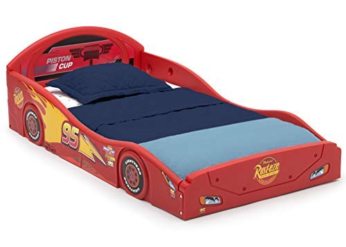 Delta Children Disney Pixar Cars Lightning McQueen Race Car Sleep and Play Toddler Bed with Attached Guardrails 0 belly baby and beyond