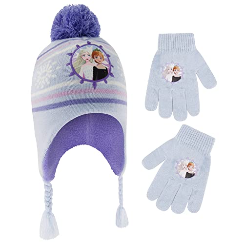 Disney Girls Frozen Winter Hat and Kids Gloves Set Elsa and Anna Beanie for Ages 4 7 0 belly baby and beyond