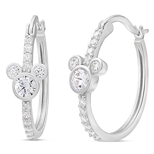 Disney Jewelry for Women Mickey Mouse or Minnie Mouse Birthstone Cubic Zirconia Hoop Earrings Sterling Silver 0 belly baby and beyond