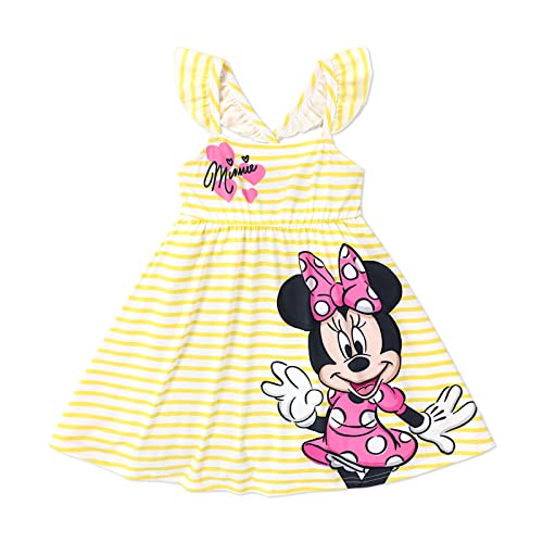 Disney Minnie Mouse Girls Dress Ruffle Sleeve Stripe Toddler Sundress 2 6 Years 0 belly baby and beyond