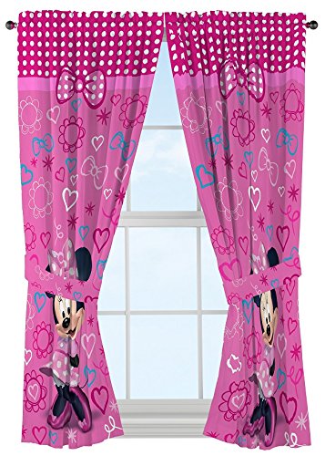 Disney Minnie Mouse Window Panels Curtains Drapes Pink Bow tique 42 x 63 each 0 belly baby and beyond