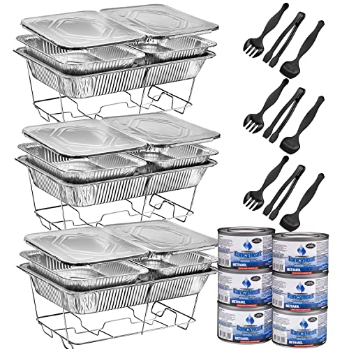 Disposable Chafing Dish Buffet Set Food Warmers for Parties Complete 33 Pcs of Chafing Servers with Covers Catering Supplies with Full Size Pans 9x13 Warming Trays for Food with Utensils Lids 0 belly baby and beyond