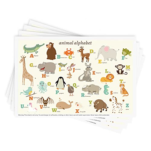 Disposable Stick on Placemats 40 Pack for Baby Kids Restaurant Table Mats 12 x 18 Sticky Place Mats Toddler Baby Placemat Animal Alphabet Theme 0 belly baby and beyond