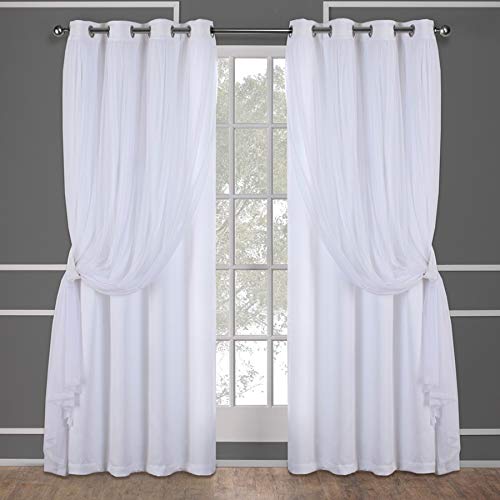 EH8256 09 2 84G Catarina Layered Solid Blackout and Sheer Window Curtain Panel Pair with Grommet Top 52x84 Winter White 2 Piece 0 belly baby and beyond