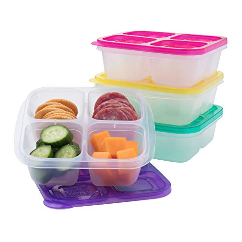 EasyLunchboxes Bento Snack Boxes Reusable 4 Compartment Food Containers for School Work and Travel Set of 4 Brights 0 belly baby and beyond
